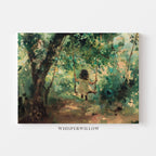 Vintage Child on Tree Swing Canvas Wall Art Home Decor Gift