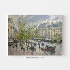 Paris Street Scene Canvas Wall Art | Vintage Horse Carriage Print | 1880s European Architecture