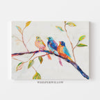 Colorful Songbirds on a Branch Canvas Wall Art Home Decor Gift