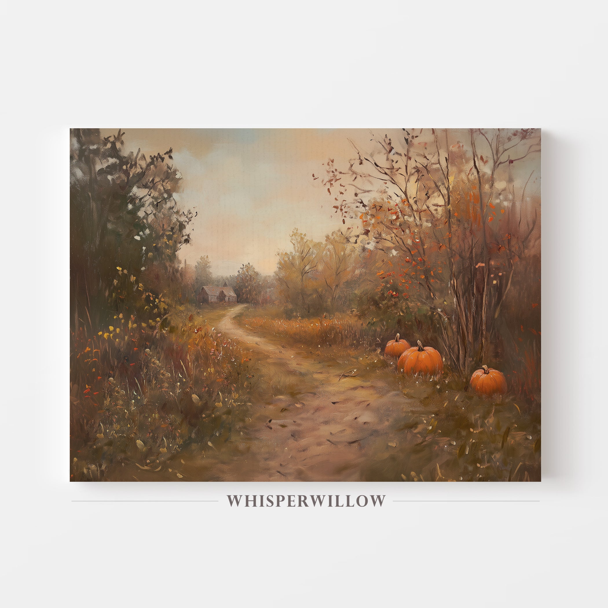 Country Pumpkin Path Canvas Wall Art Home Decor Gift