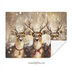 Winter Reindeer Trio Throw Blanket - Snowy Woodland Christmas Gift