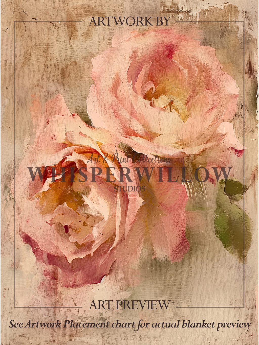 Blush Rose Floral Throw Blanket - Soft Plush Vintage Pastel Gift