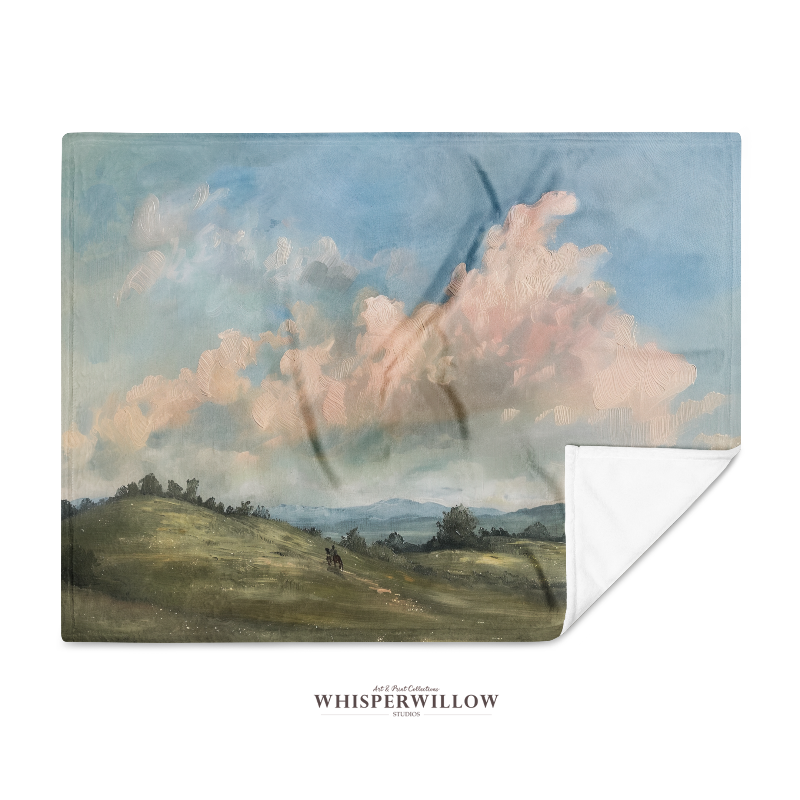 Pastoral Landscape Throw Blanket - Rolling Hills Horse Rider Gift