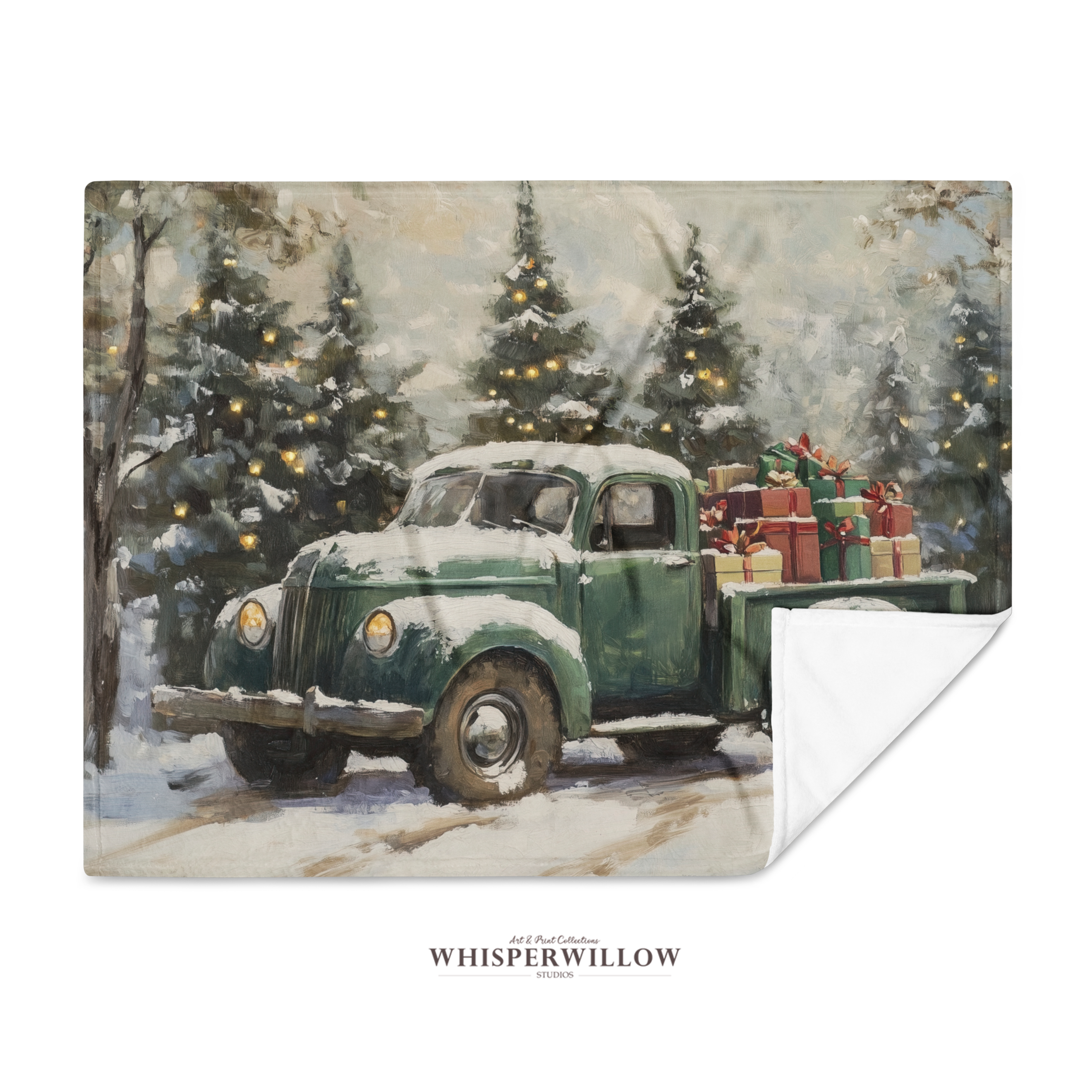 Vintage Christmas Truck Throw Blanket - Snowy Forest Gift
