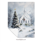 Christmas Church Throw Blanket - Snowy Winter Wonderland Gift