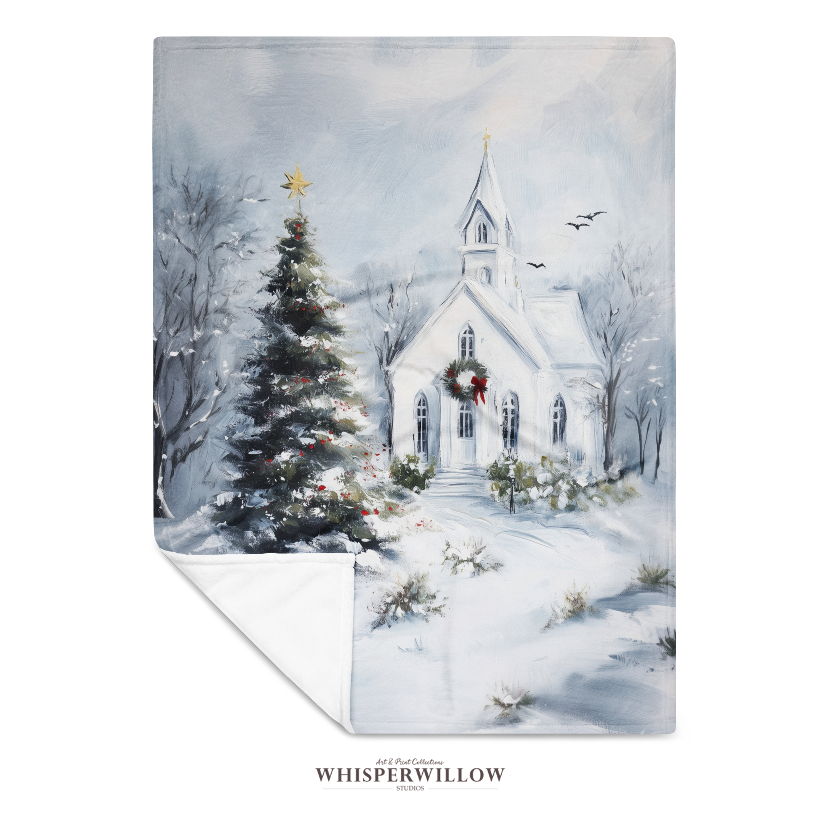 Christmas Church Throw Blanket - Snowy Winter Wonderland Gift