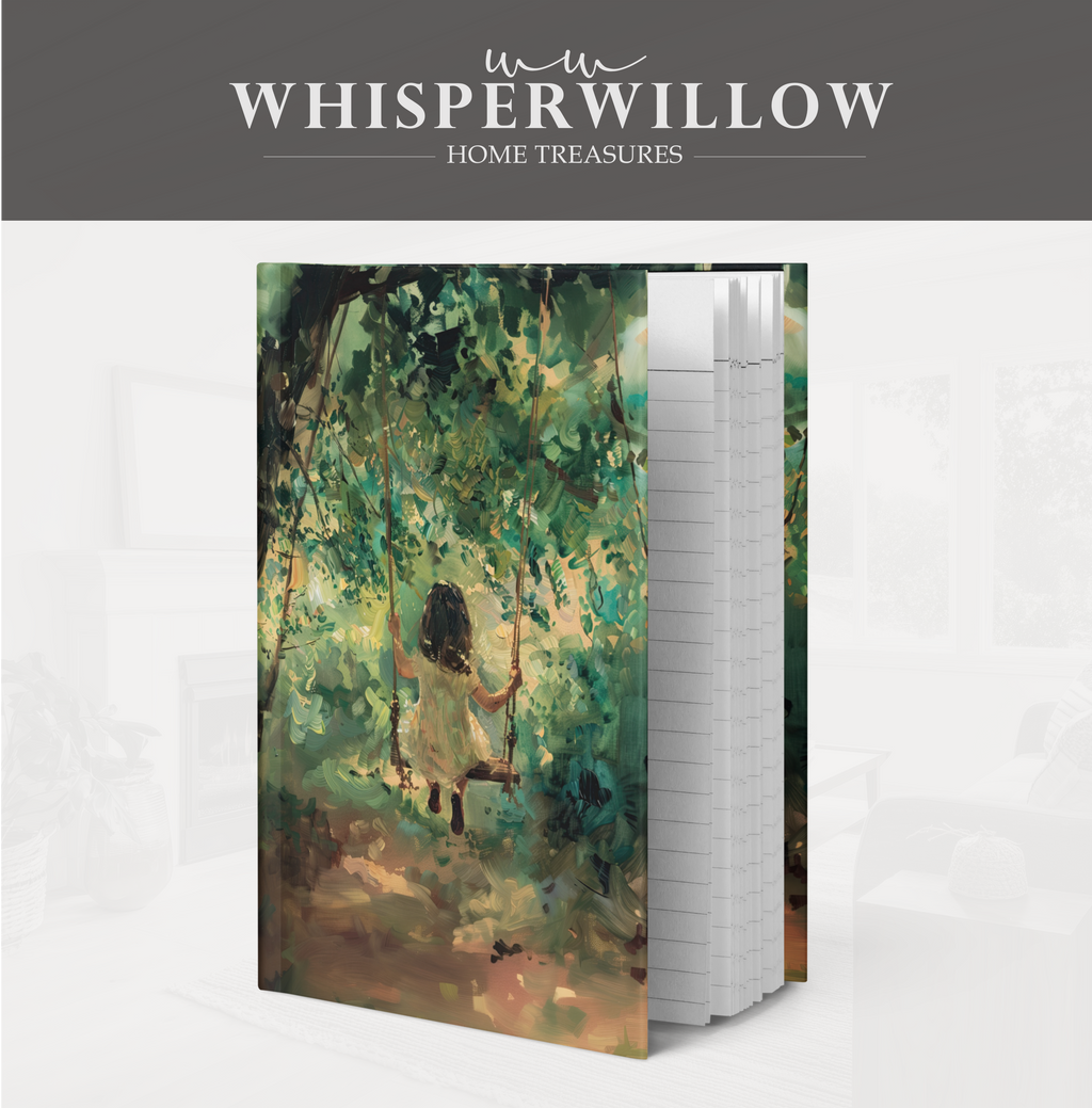 Whimsical Forest Swing Hardcover Journal - Girl Sunlit Woodland Nature Writer Notebook Gift