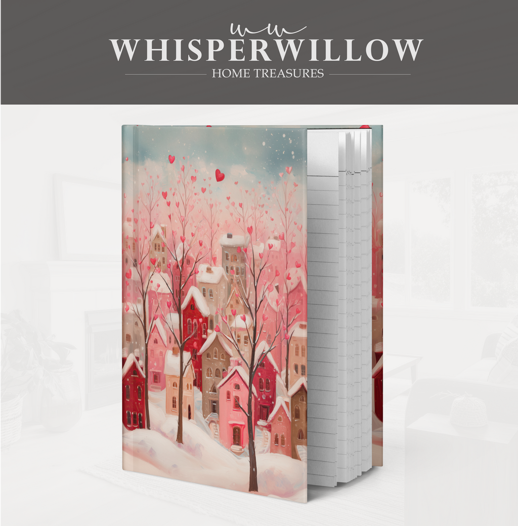 Journal romantique « Village au cœur romantique » | Carnet à couverture rigide | Cadeau de Saint-Valentin