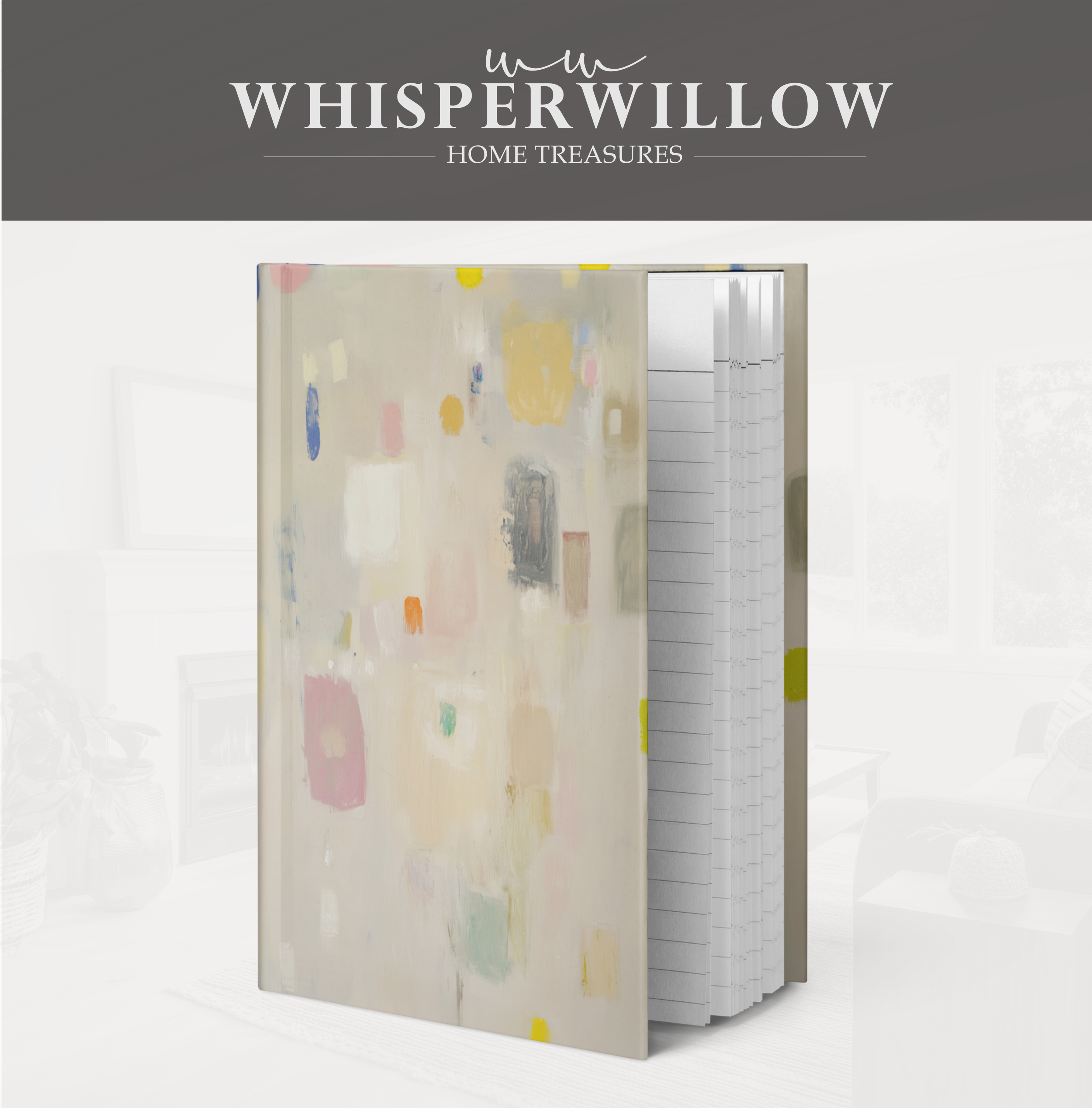 Abstract Neutral Block Hardcover Journal - Modern Minimal Art, Pastel Patterns Notebook Gift