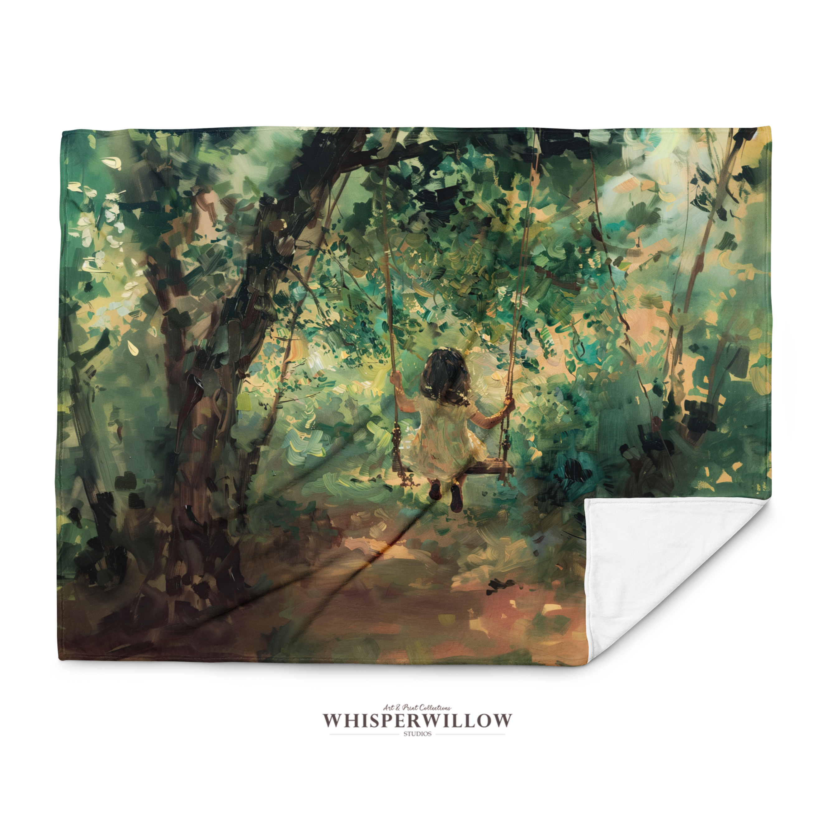Enchanted Forest Throw Blanket - Swinging Child Whimsical Woodland Gift