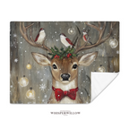 Christmas Deer Throw Blanket - Winter Holiday Reindeer Snow Gift