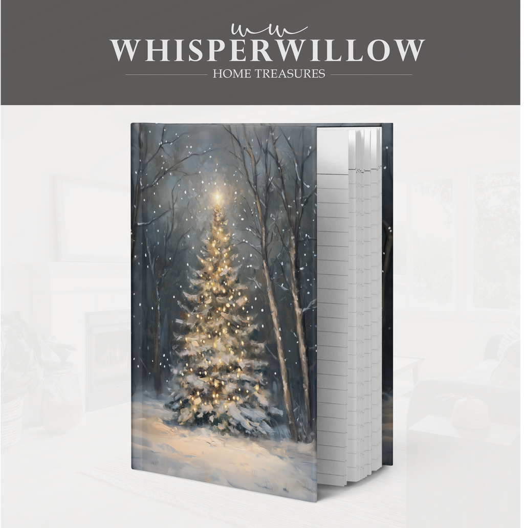 Magischer Weihnachtsbaum im Wald – Hardcover-Notizbuch mit leuchtendem Weihnachtsbaum, winterlichem Waldmotiv