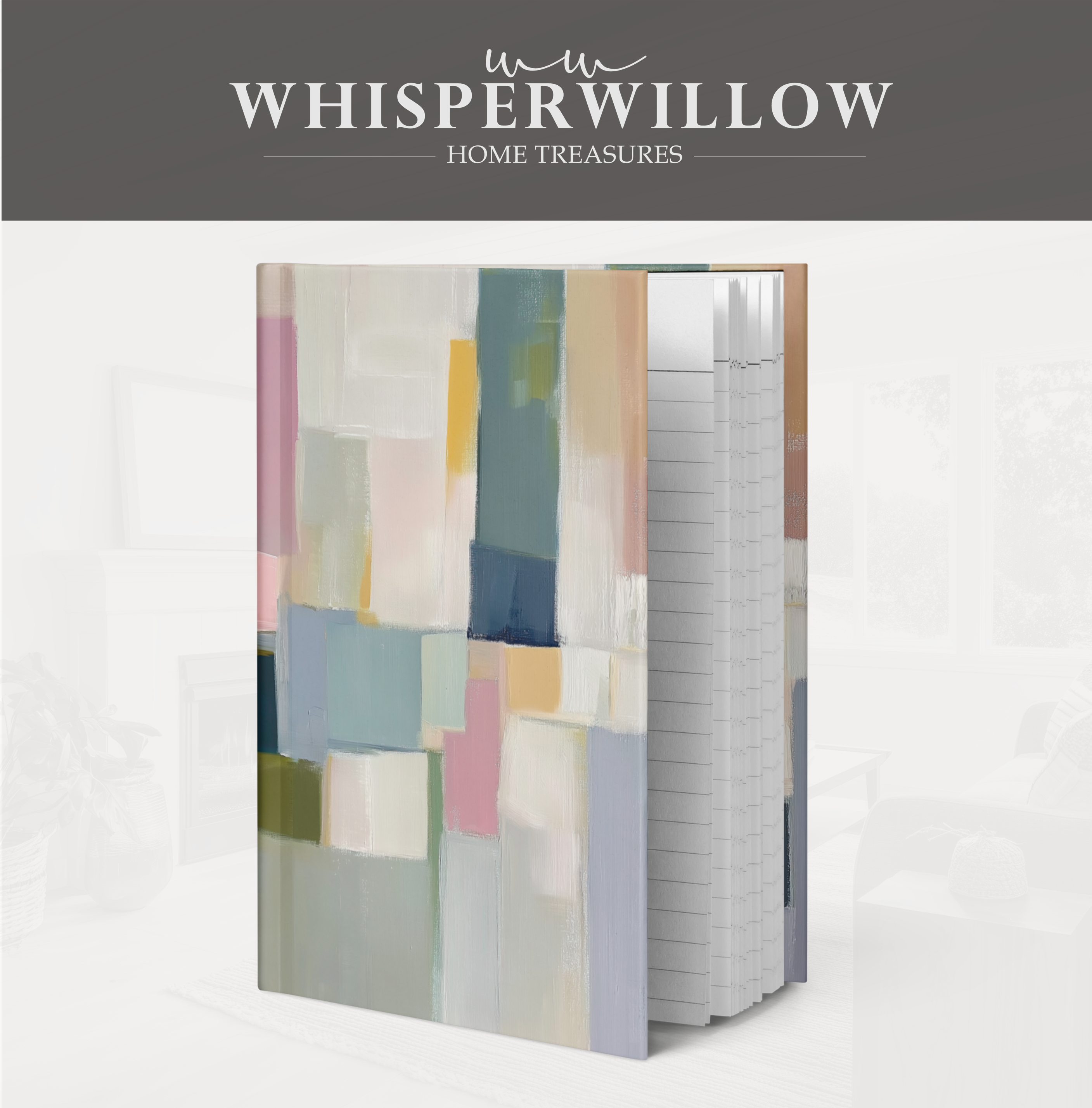 Notizbuch mit abstrakten geometrischen Blöcken (Hardcover) – Modernes Farb- und Musterdesign – Geschenkidee