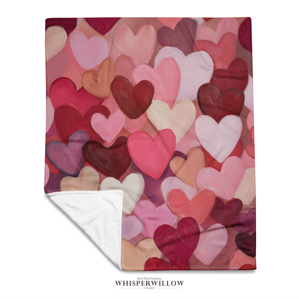 Kuschelige Herz-Wohndecke – Romantisches rosa-rotes Liebesmuster, Gemütliches Geschenk zum Valentinstag