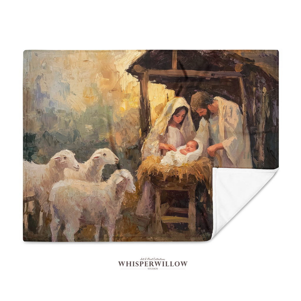 Nativity Christmas Throw Blanket - Holy Family Manger Gift