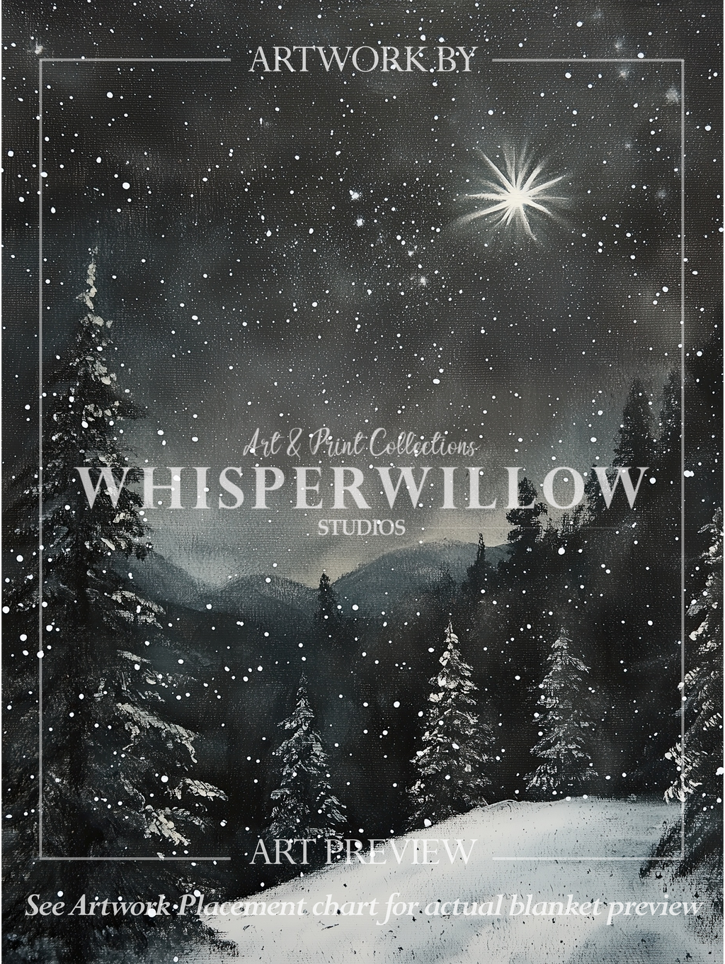 Snowy Winter Forest Throw Blanket - Night Christmas Eve Star Gift