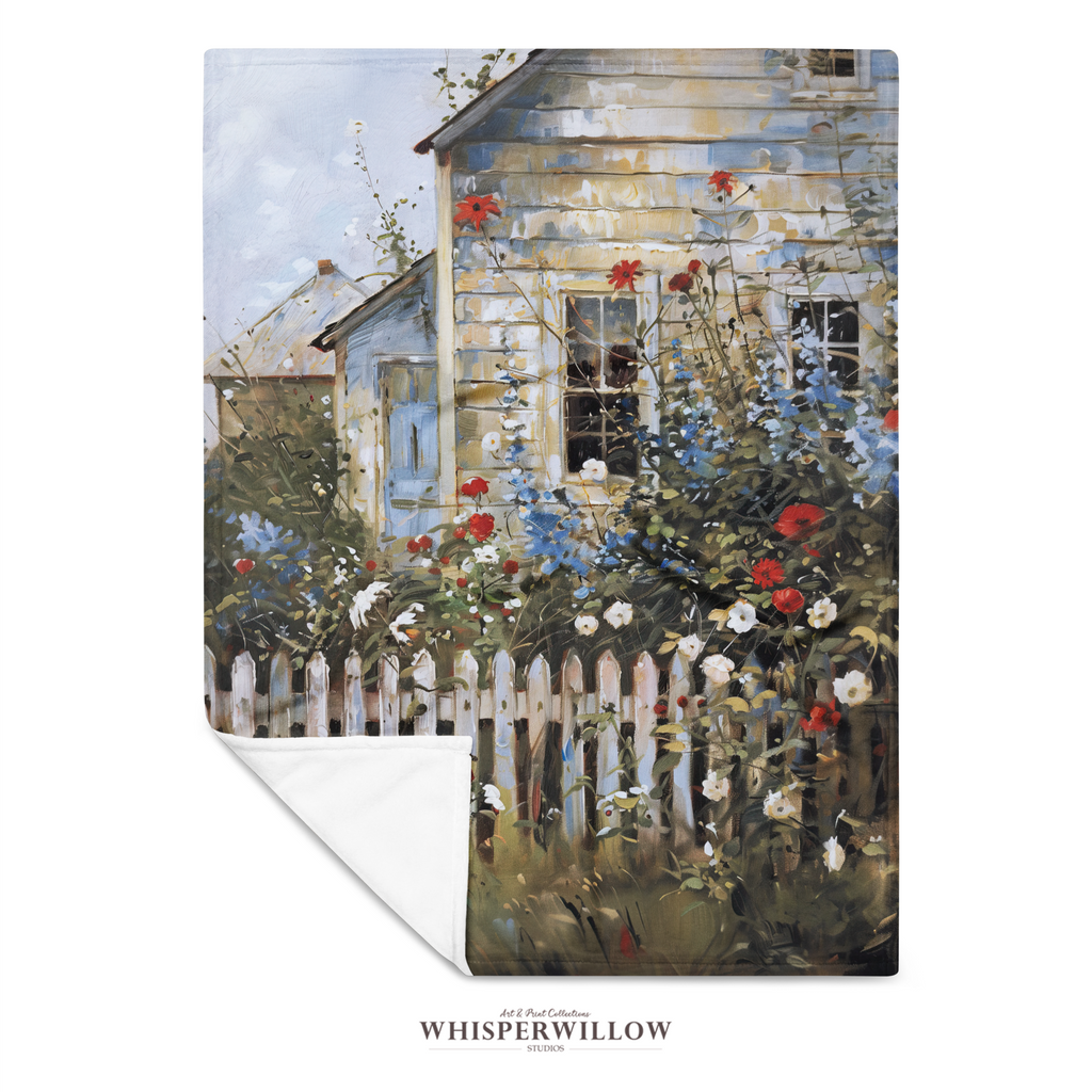 Patriotic Cottage Garden Throw Blanket - American Wildflower Farmhouse Gift