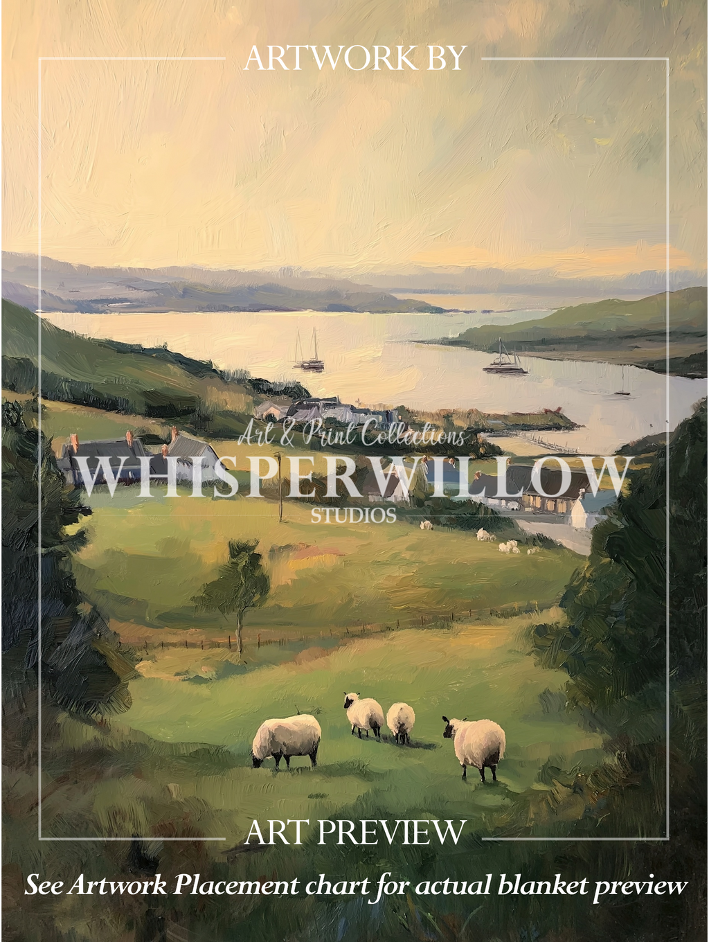 Pastoral Coastal Landscape Throw Blanket - Irish Countryside Sheep Gift