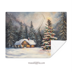 Christmas Tree Cabin Throw Blanket - Snowy Pine Forest Gift