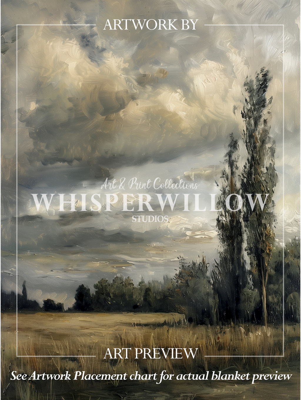 Moody Landscape Throw Blanket - Stormy Sky Meadow Tall Tree Gift