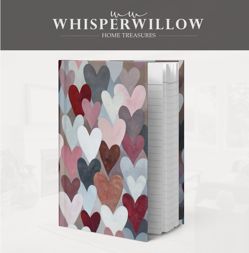 Notizbuch mit Hardcover, farbenfrohen abstrakten Herzen | Notizbuch mit Liebesmuster | Valentinstagsgeschenk mit linierten Seiten