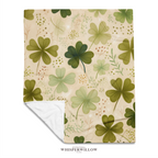 St Patricks Day Plush Throw Blanket, Shamrock Clover Green Floral Botanical, St Paddy Cozy Home Decor, Gift for Kids and Adults