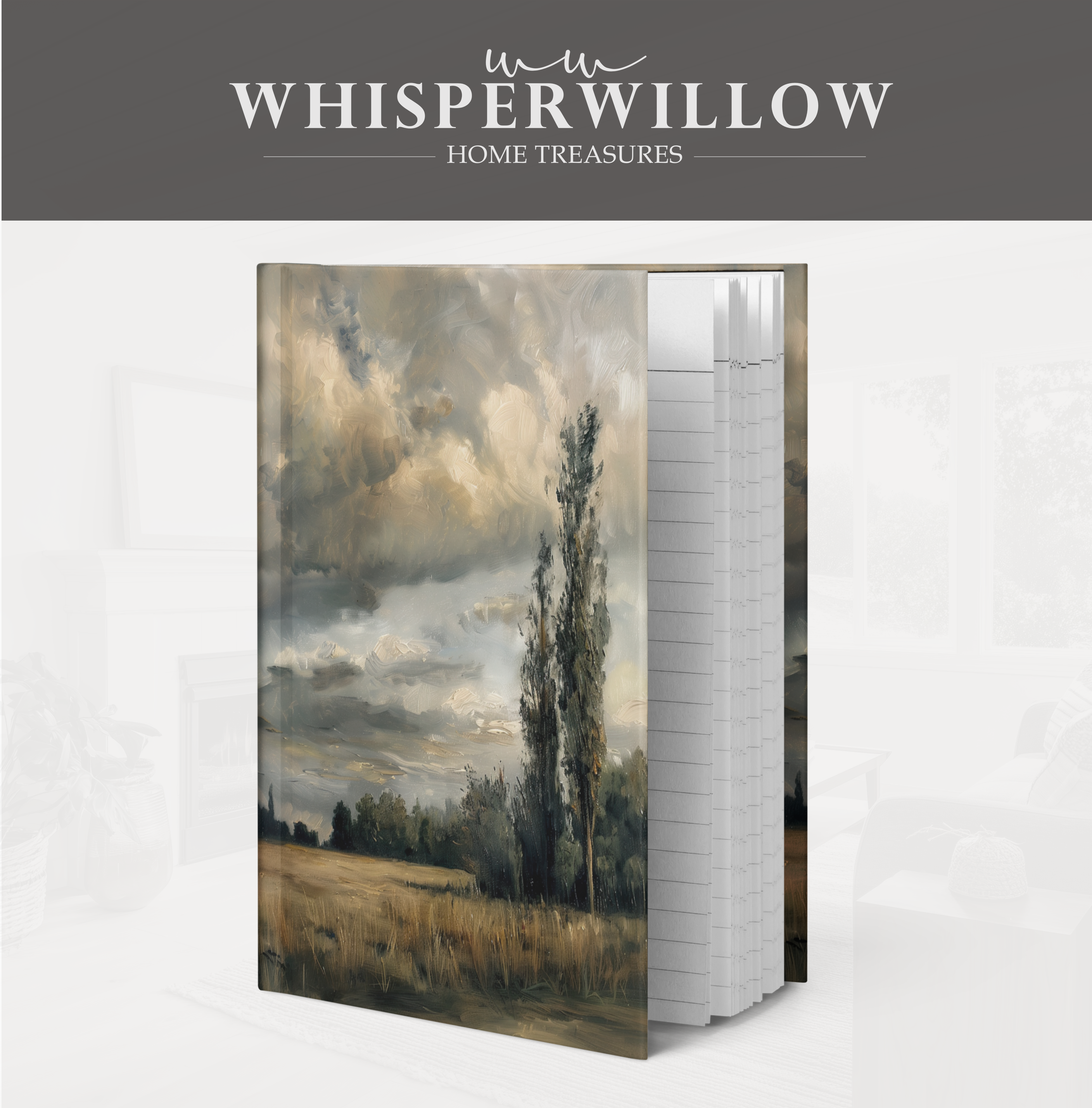 Moody Prairie Hardcover Journal - Stormy Countryside, Beautiful Landscape Notebook Gift