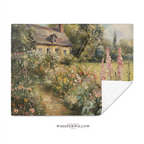 Floral Cottage Plush Throw Blanket | English Garden Botanical Meadow Vintage Landscape Cozy Sofa Bed Country Home Decor Soft Gift