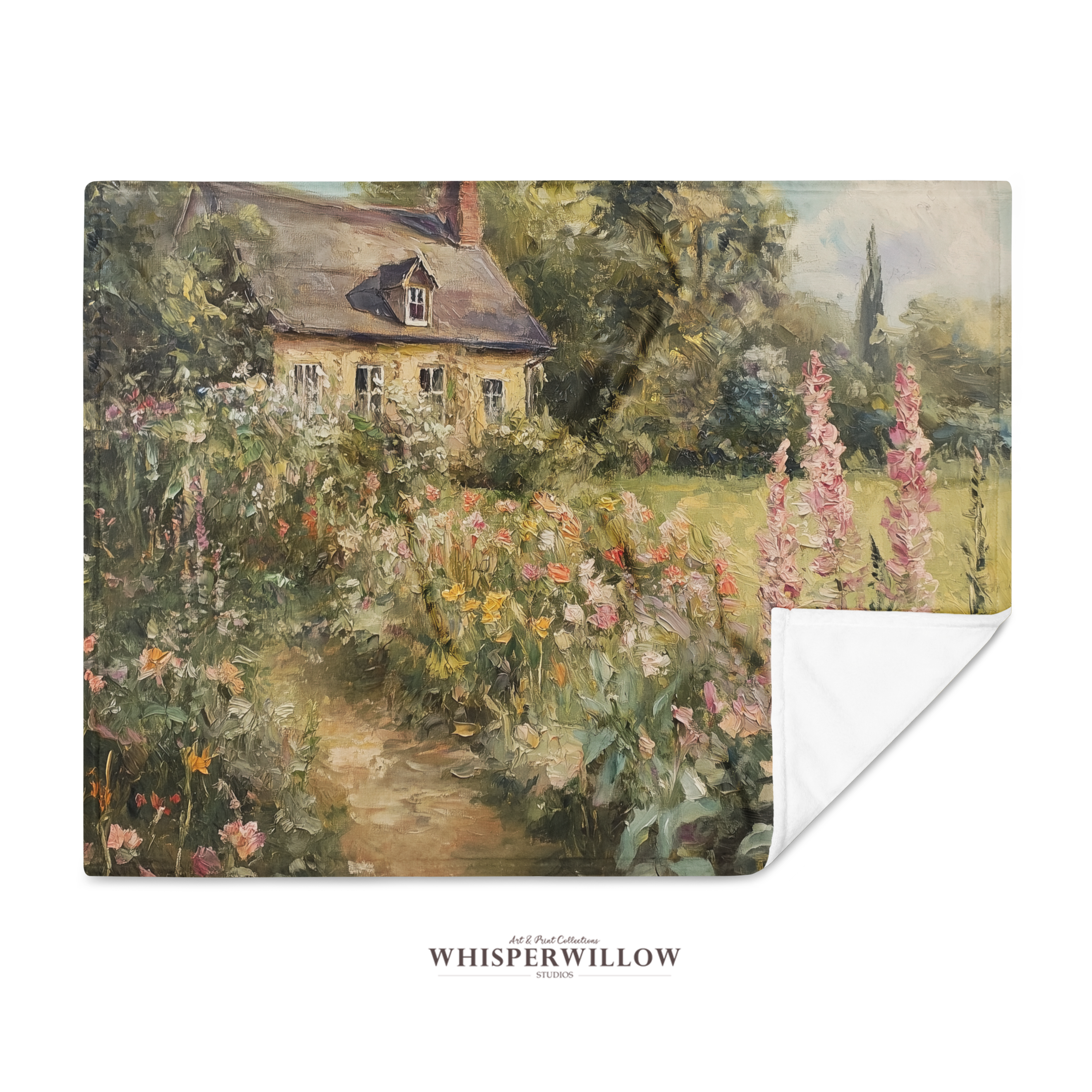 Floral Cottage Plush Throw Blanket | English Garden Botanical Meadow Vintage Landscape Cozy Sofa Bed Country Home Decor Soft Gift