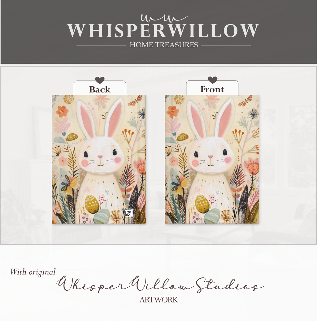 Whimsical Easter Bunny Hardcover Journal, Floral Meadow Spring Eggs Design, Cute Pastel Stationery Gift, 8x5.75 Lined Pages Gift
