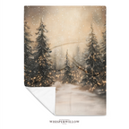 Snowy Pine Forest Throw Blanket - Winter Wonderland Lights Gift