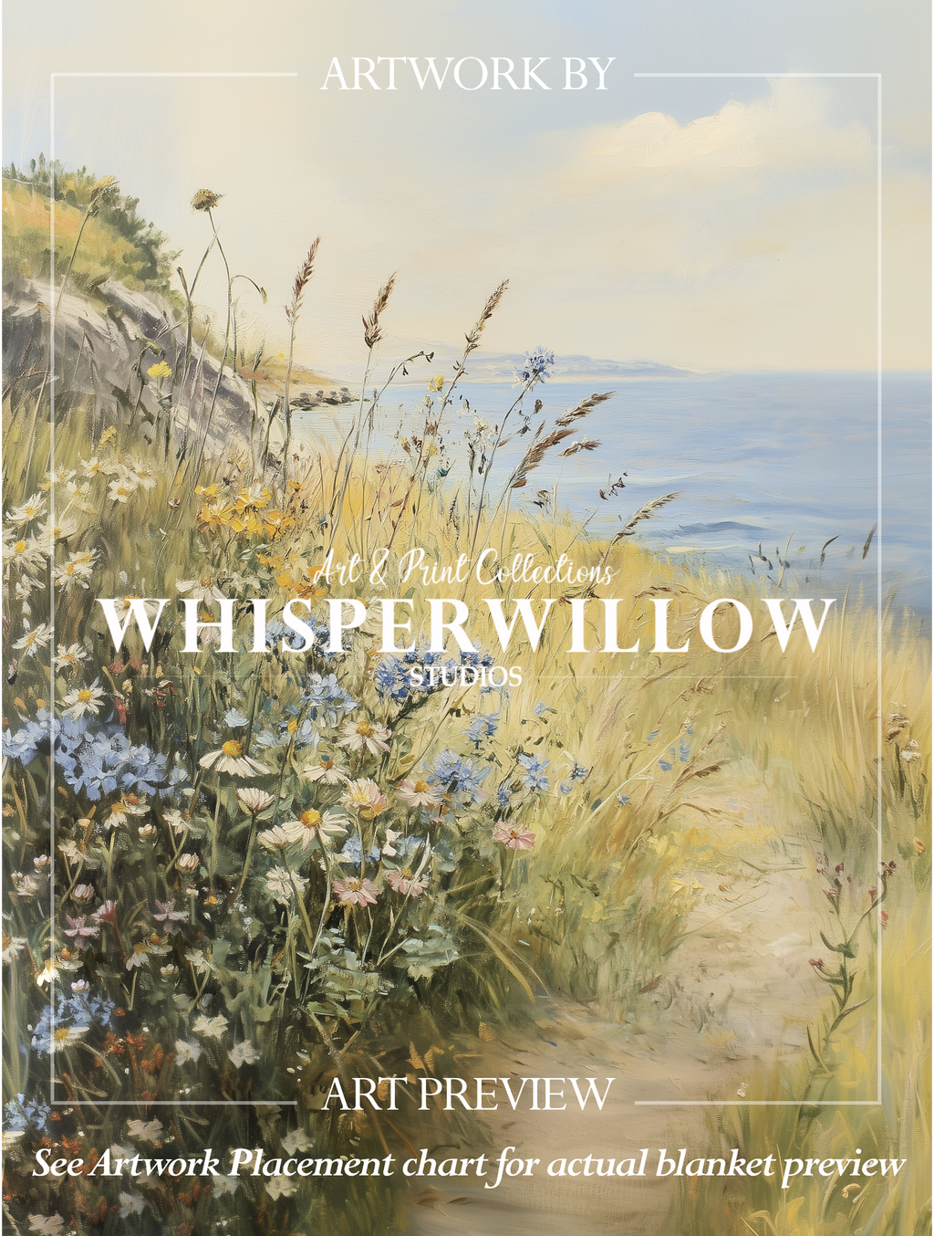 Coastal Wildflower Path Throw Blanket - Ocean Meadow Landscape Gift