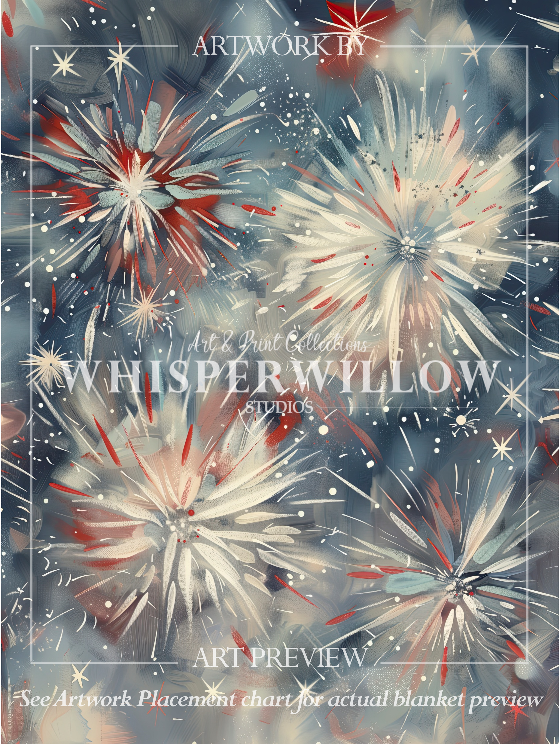 Abstract Fireworks Throw Blanket - Patriotic Red White Blue Gift