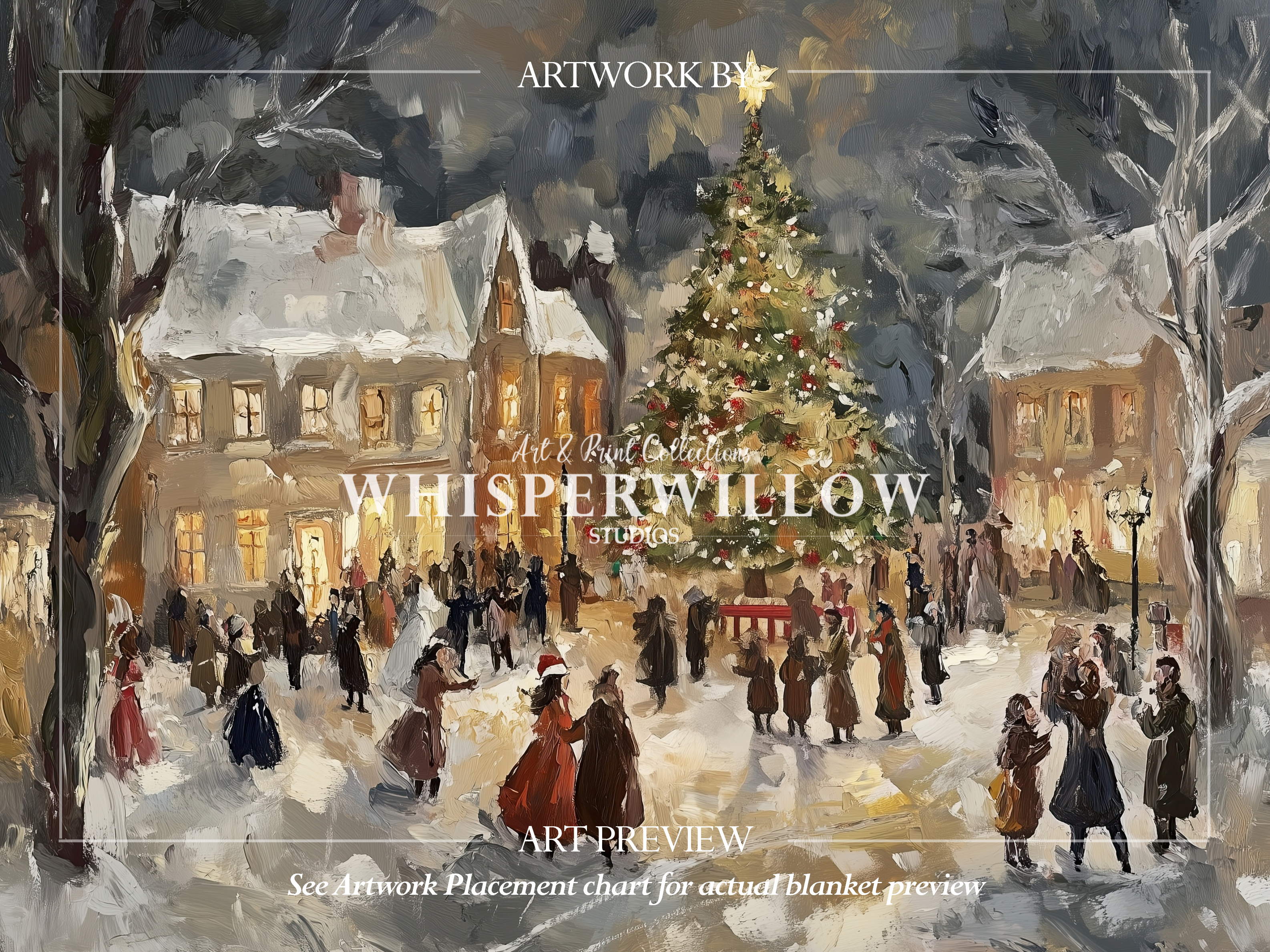 Vintage Christmas Eve Village Throw Blanket - Snowy Tree Town Square Gift