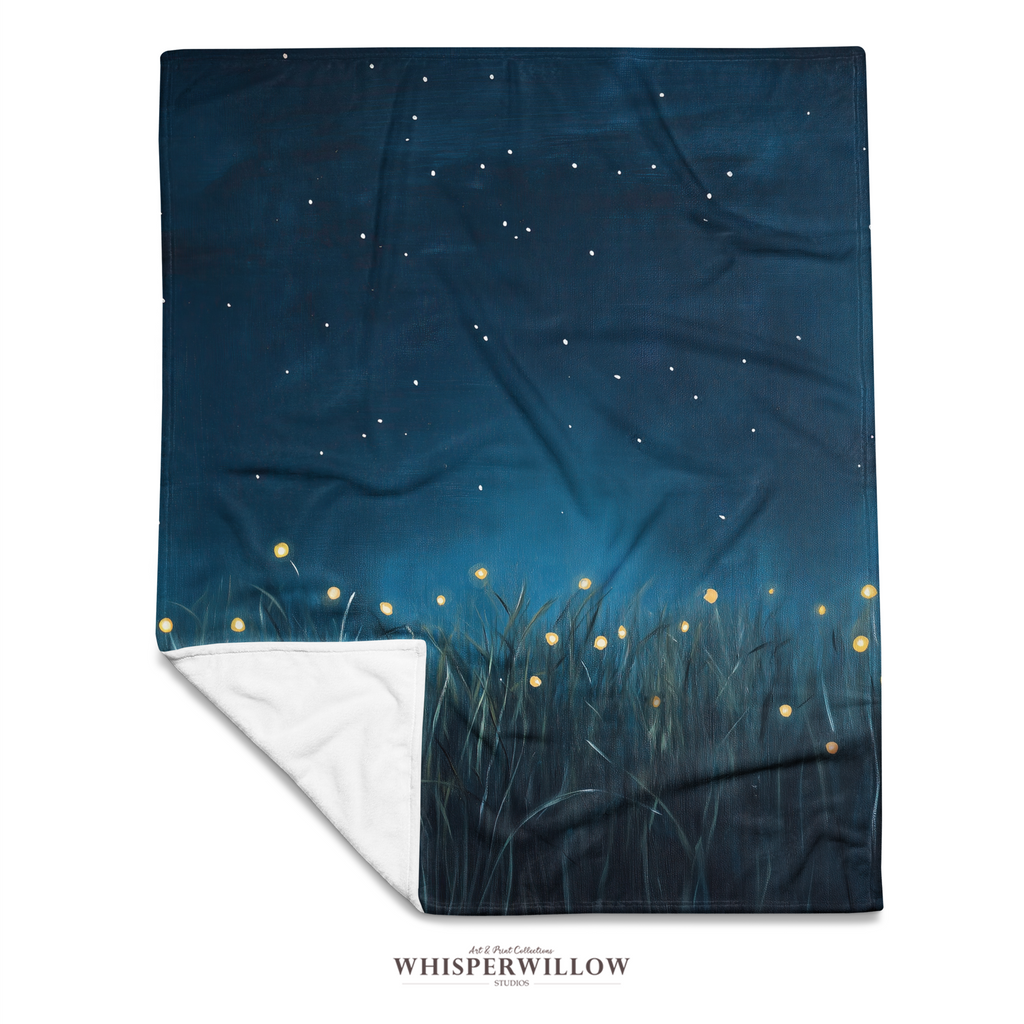 Firefly Meadow Throw Blanket - Starry Night Sky Summer Grass Gift