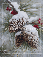 Snowy Pinecone Throw Blanket - Evergreen Red Berry Winter Gift