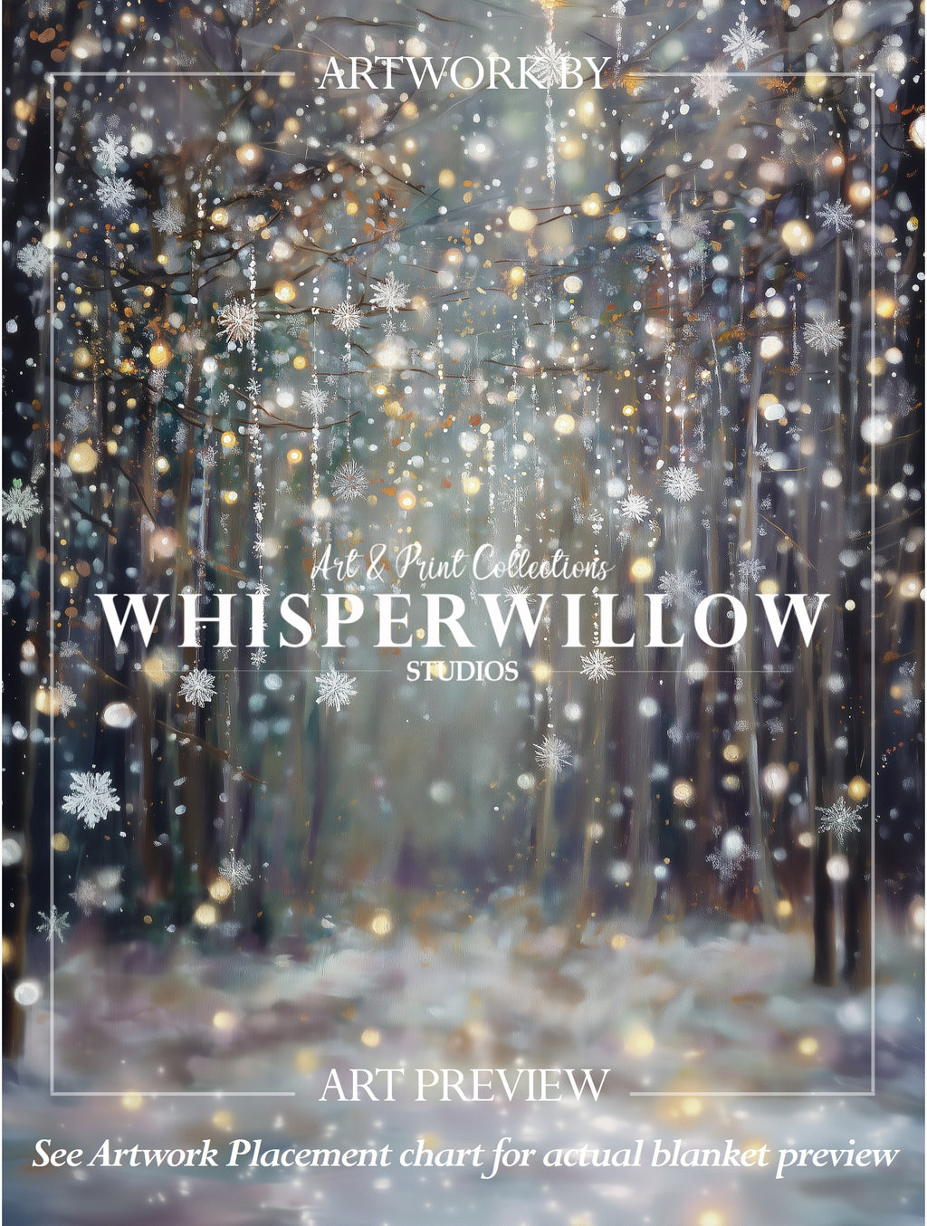 Winter Forest Snowflake Plush Throw Blanket | Glitter Look Woodland Holiday Cozy Shimmer Neutral Christmas Decor Gift