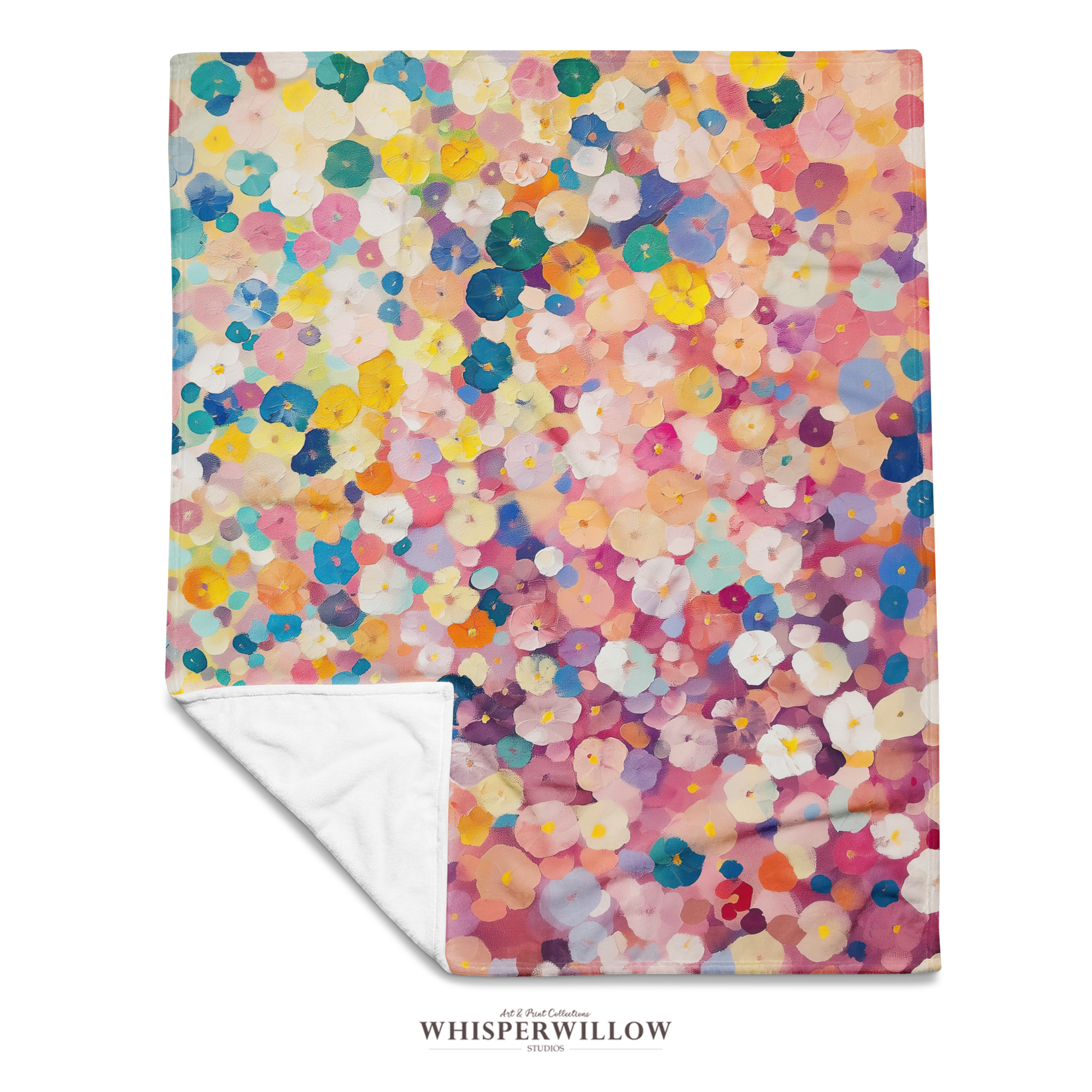 Colorful Floral Abstract Throw Blanket - Pastel Spring Flowers Gift