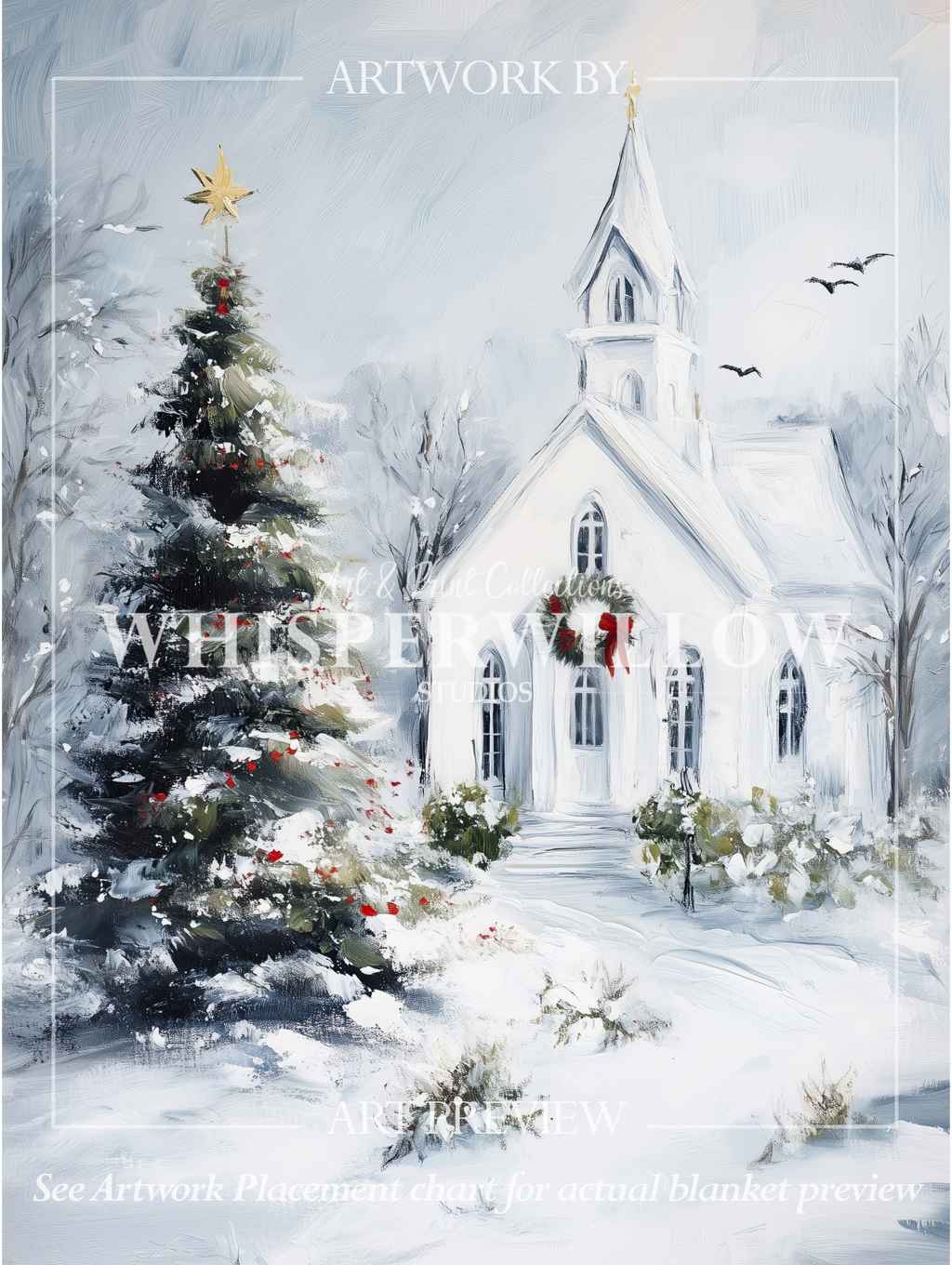 Christmas Church Throw Blanket - Snowy Winter Wonderland Gift