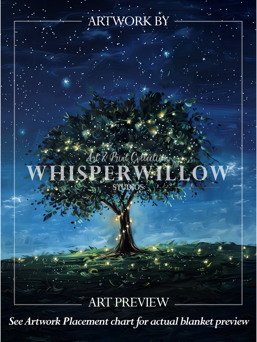 Starry Night Throw Blanket - Glowing Firefly Tree Celestial Sky Gift