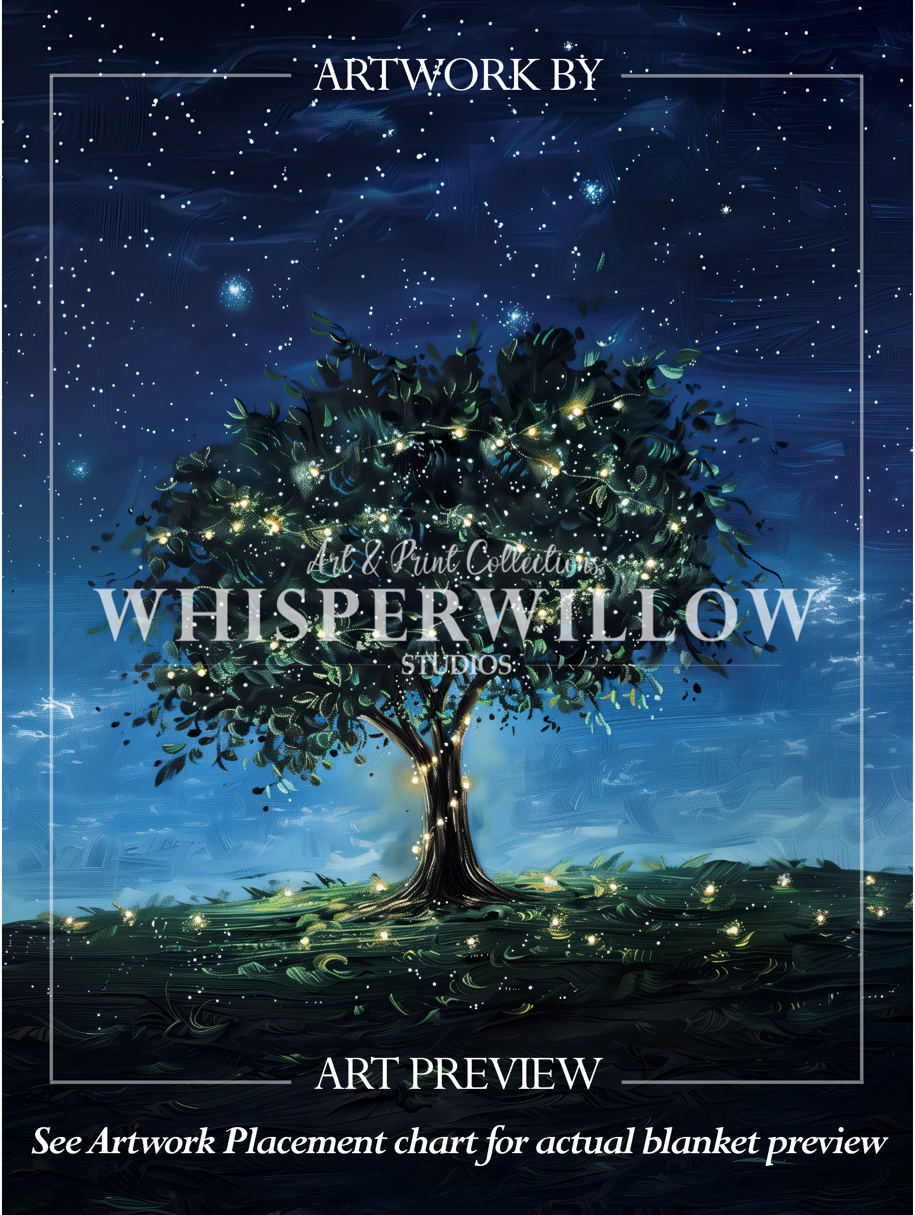 Starry Night Throw Blanket - Glowing Firefly Tree Celestial Sky Gift