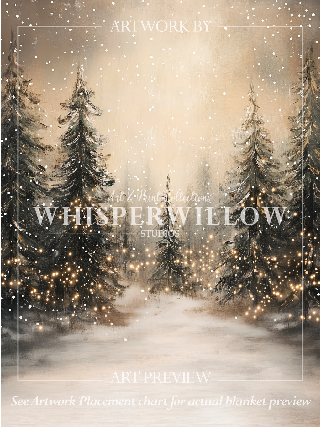 Snowy Pine Forest Throw Blanket - Winter Wonderland Lights Gift