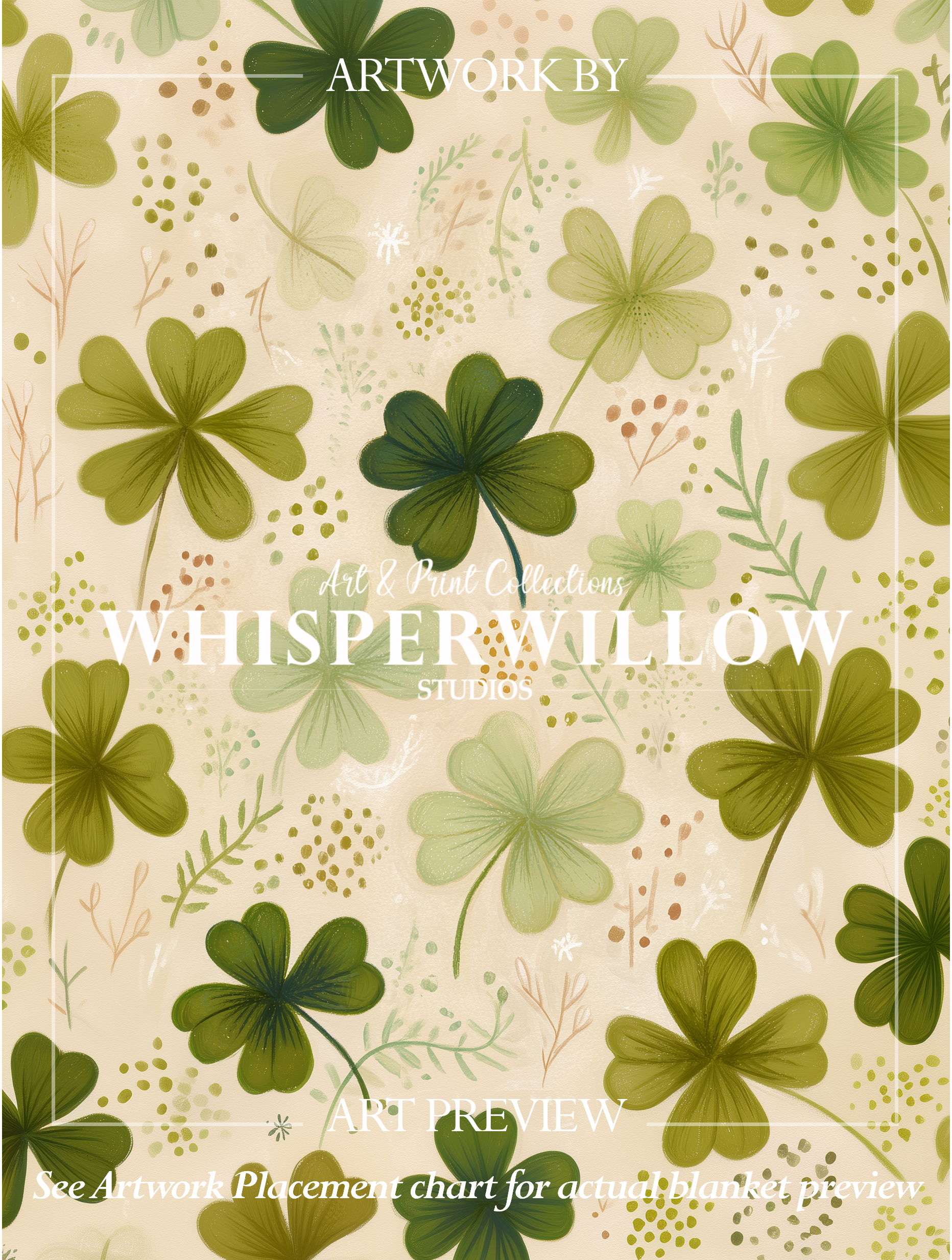 St Patricks Day Plush Throw Blanket, Shamrock Clover Green Floral Botanical, St Paddy Cozy Home Decor, Gift for Kids and Adults