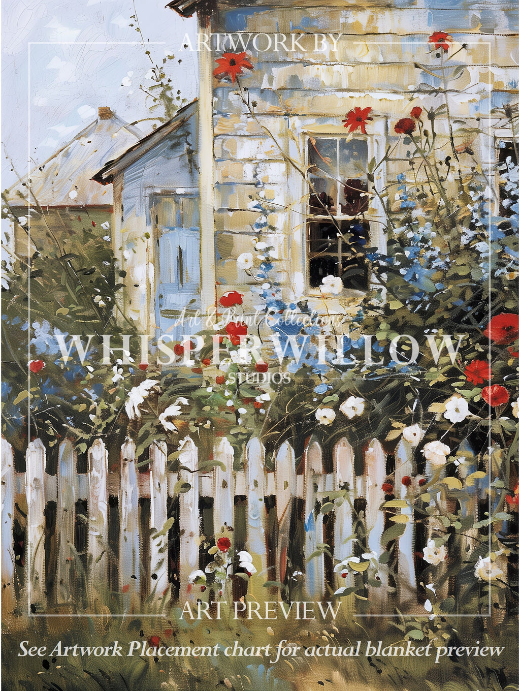 Patriotic Cottage Garden Throw Blanket - American Wildflower Farmhouse Gift