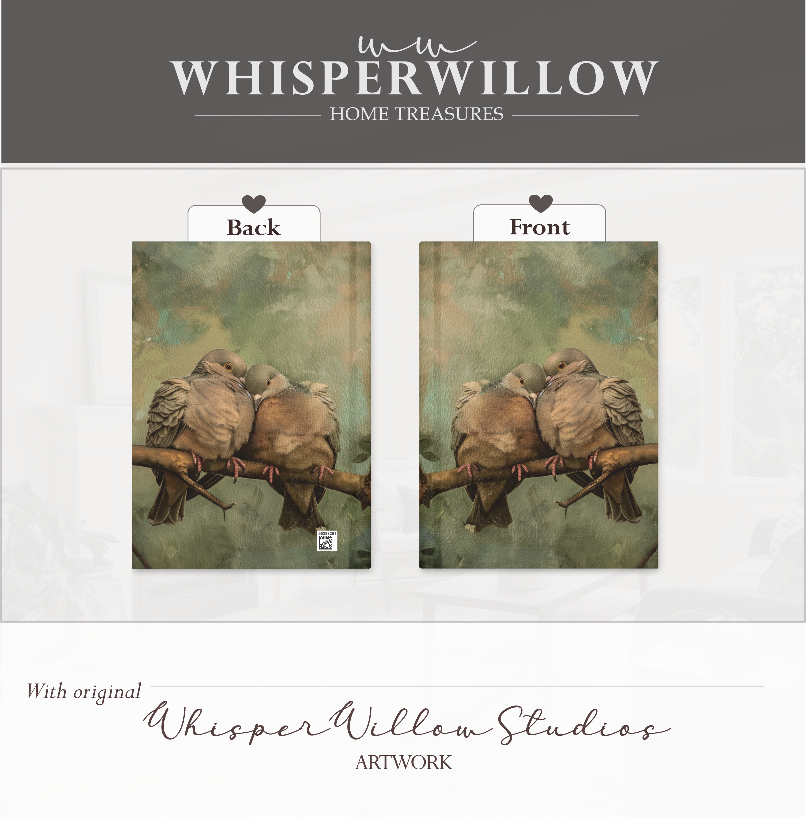 Notizbuch mit Trauertauben-Motiv (gebunden) – Romantisches Waldmotiv, Geschenkidee für Liebesvögel