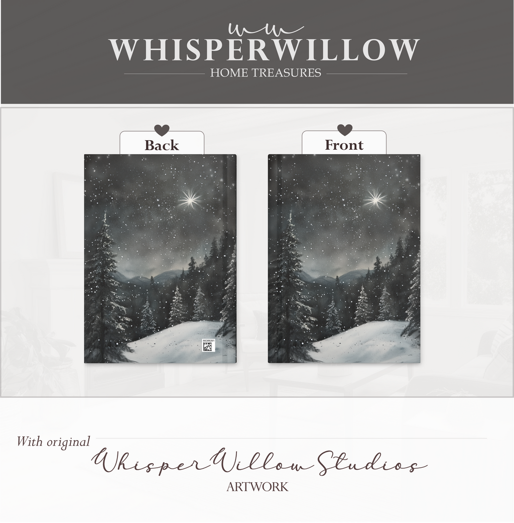 Sternenklarer Winterwald – Hardcover-Notizbuch mit verschneiten Kiefern und himmlischer Kunst, Geschenkidee: Nachthimmel