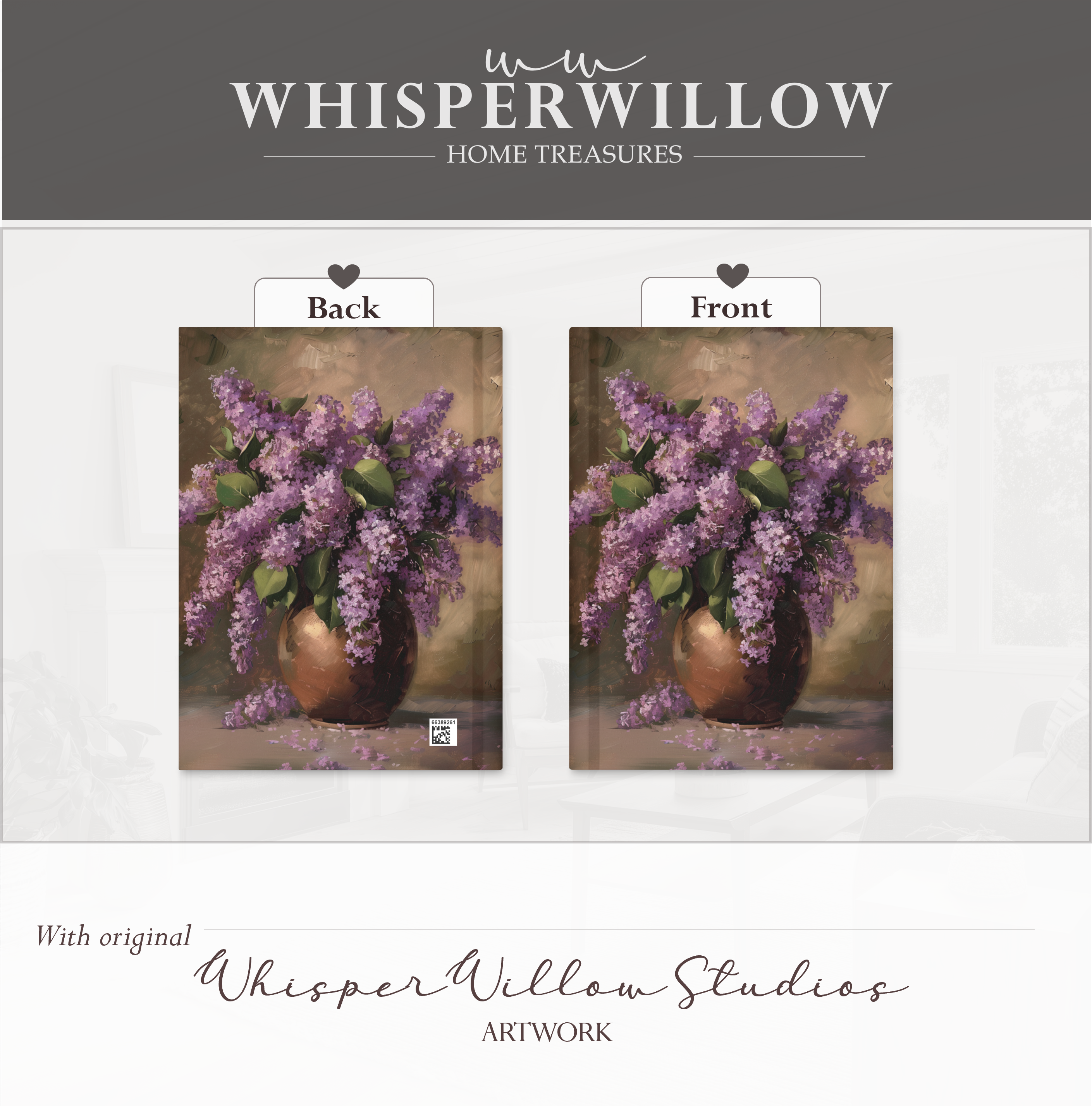 Flieder-Stillleben-Notizbuch (Hardcover) – Lila Blumenstrauß, Vintage-Notizbuch im Landhausstil, elegantes Geschenk