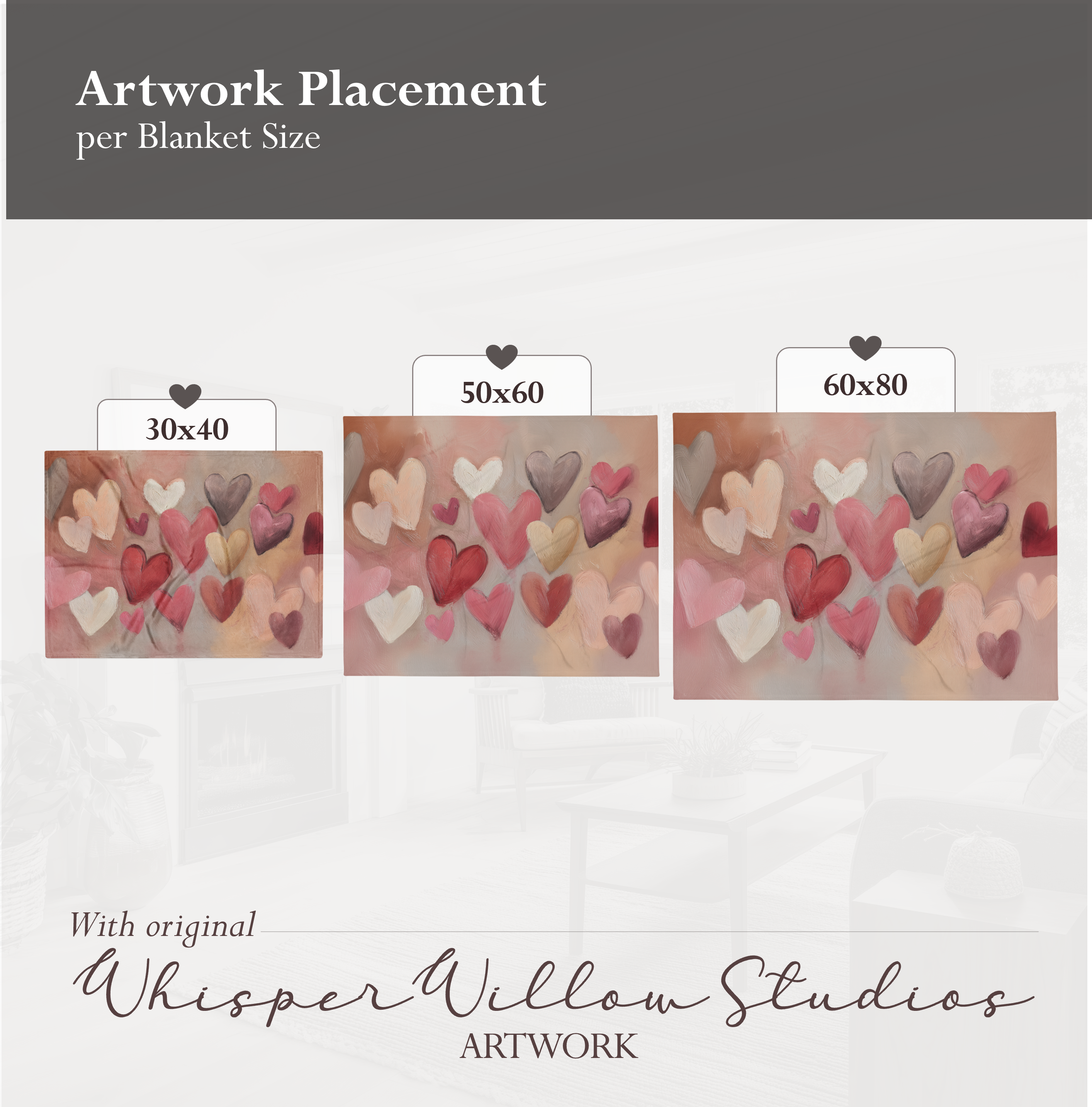 Painted Heart Throw Blanket | Romantic Pastel Abstract Art | Valentine's Day Home Decor