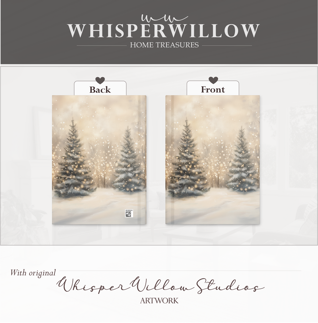 Winter Forest Hardcover Journal - Glowing Trees Snow Cozy Christmas Lights Notebook Gift