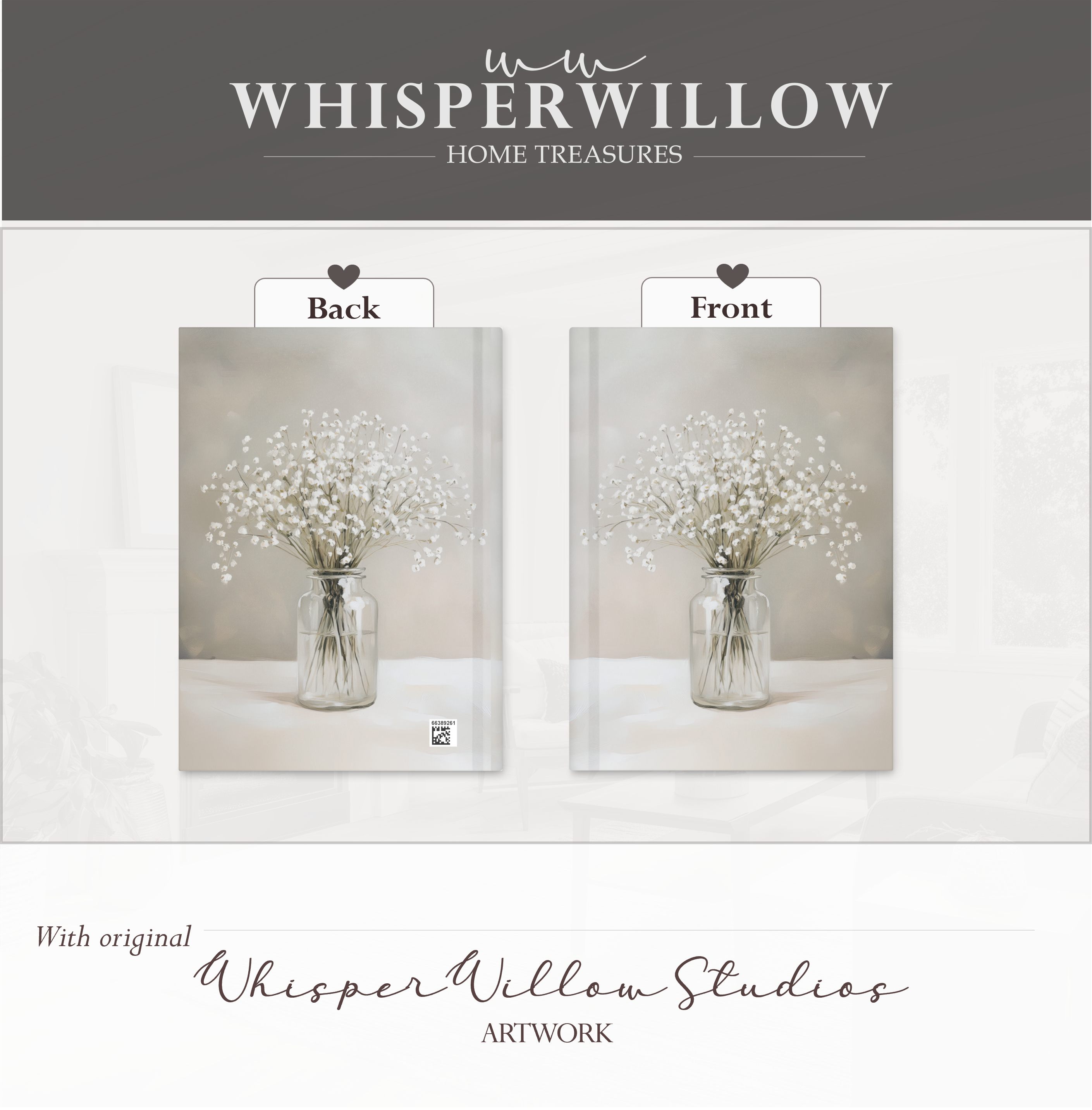 Baby's Breath Hardcover-Notizbuch – Neutrales, minimalistisches Notizbuch mit botanischen und floralen Motiven